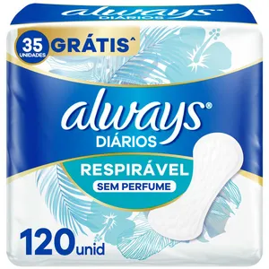 Always Proteção Dia Respiração Sem Perfume 120 Unidades