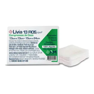 Compressa de Gaze Livia 13 Fios 7,5cm x 7,5cm com 10 Unidades